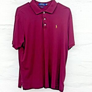 Polo‎ Ralf Lauren Polo Shirt Mens LG Burgundy Pima Soft Touch Classic Pony Logo